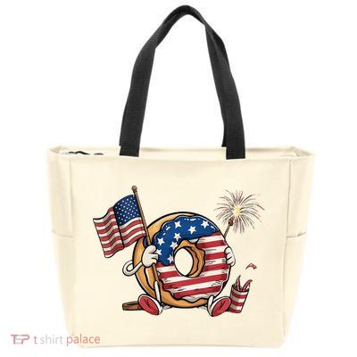 Funny 4th Of July Independence Donut Touch My Freedom Zip Tote Bag