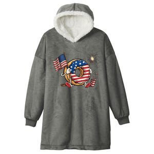 Funny 4th Of July Independence Donut Touch My Freedom Hooded Wearable Blanket