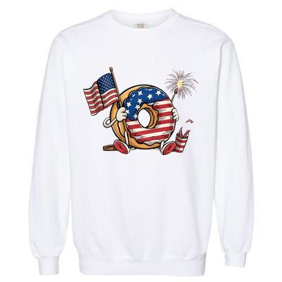 Funny 4th Of July Independence Donut Touch My Freedom Garment-Dyed Sweatshirt