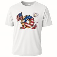 Funny 4th Of July Independence Donut Touch My Freedom Cooling Performance Crew T-Shirt