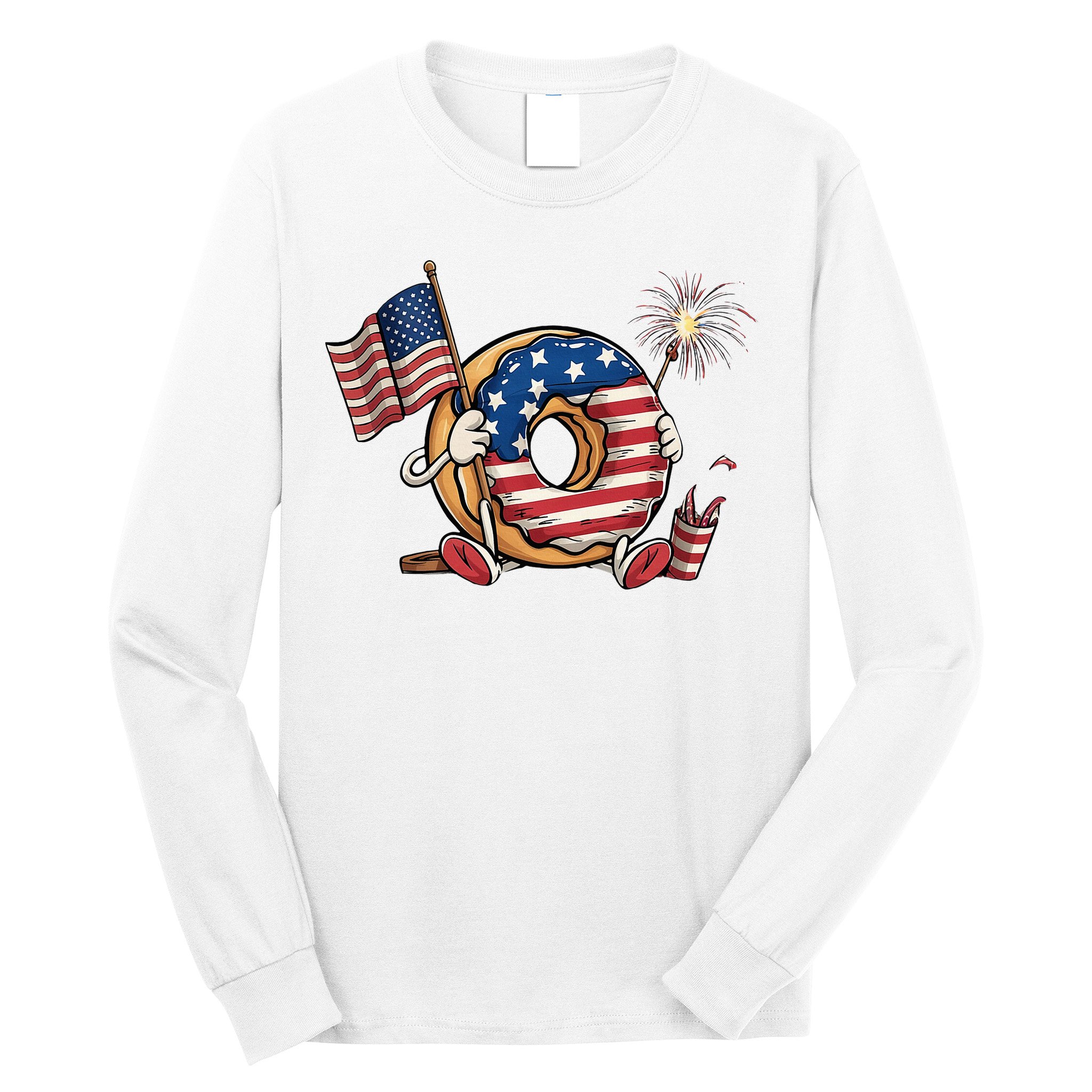 Funny 4th Of July Independence Donut Touch My Freedom Long Sleeve Shirt