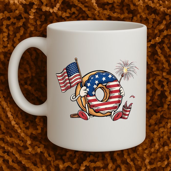 Funny 4th Of July Independence Donut Touch My Freedom Mug