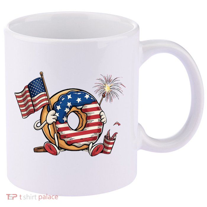 Funny 4th Of July Independence Donut Touch My Freedom 11oz C Handle Ceramic Mug