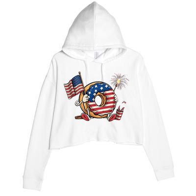 Funny 4th Of July Independence Donut Touch My Freedom Crop Fleece Hoodie