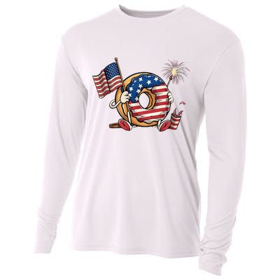 Funny 4th Of July Independence Donut Touch My Freedom Cooling Performance Long Sleeve Crew