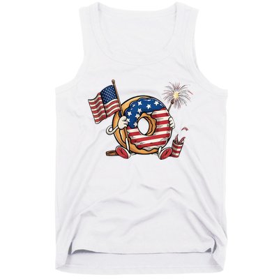 Funny 4th Of July Independence Donut Touch My Freedom Tank Top