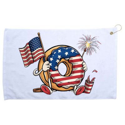 Funny 4th Of July Independence Donut Touch My Freedom Grommeted Golf Towel