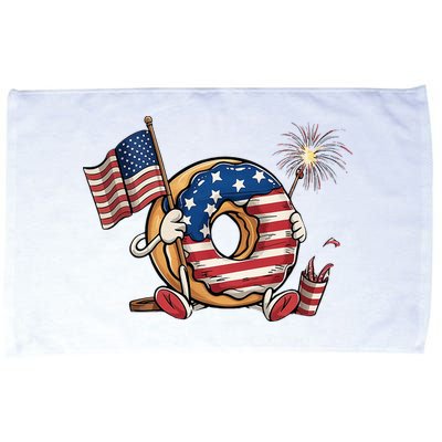 Funny 4th Of July Independence Donut Touch My Freedom Microfiber Hand Towel