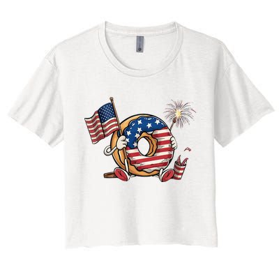 Funny 4th Of July Independence Donut Touch My Freedom Crop Top