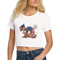Funny 4th Of July Independence Donut Touch My Freedom Crop Top