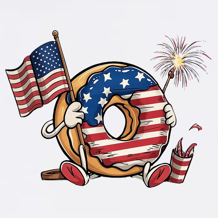 Funny 4th Of July Independence Donut Touch My Freedom Cropped Pullover Crew
