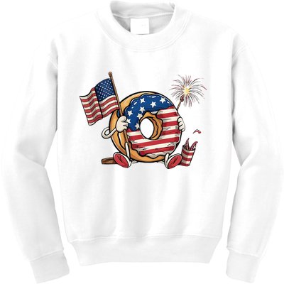 Funny 4th Of July Independence Donut Touch My Freedom Kids Sweatshirt