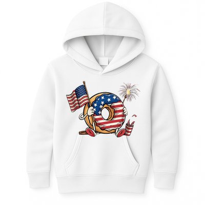 Funny 4th Of July Independence Donut Touch My Freedom Kids Hoodie