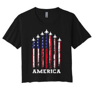 Funny 4th Of July Flag Independence American Day Women's Crop Top Tee