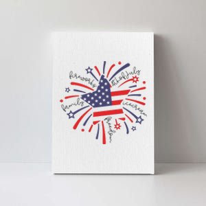 Firework 4th Of July American Flag Canvas