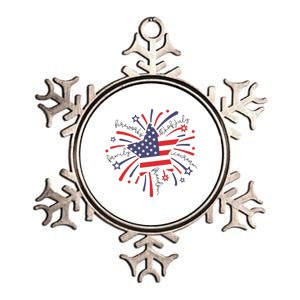 Firework 4th Of July American Flag Metallic Star Ornament