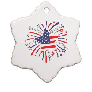 Firework 4th Of July American Flag Ceramic Star Ornament