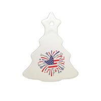 Firework 4th Of July American Flag Ceramic Tree Ornament