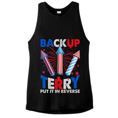 Fouth 4th Of July Back Up Terry Put It In Reverse Ladies PosiCharge Tri-Blend Wicking Tank