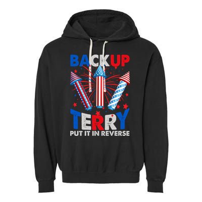 Fouth 4th Of July Back Up Terry Put It In Reverse Garment-Dyed Fleece Hoodie
