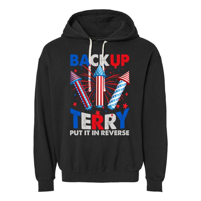 Fouth 4th Of July Back Up Terry Put It In Reverse Garment-Dyed Fleece Hoodie