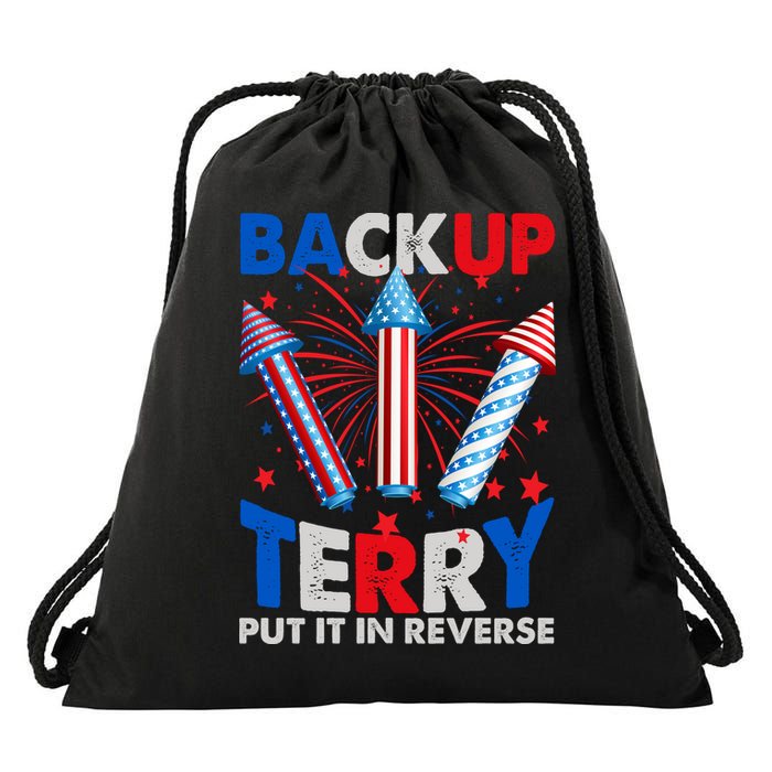 Fouth 4th Of July Back Up Terry Put It In Reverse Drawstring Bag