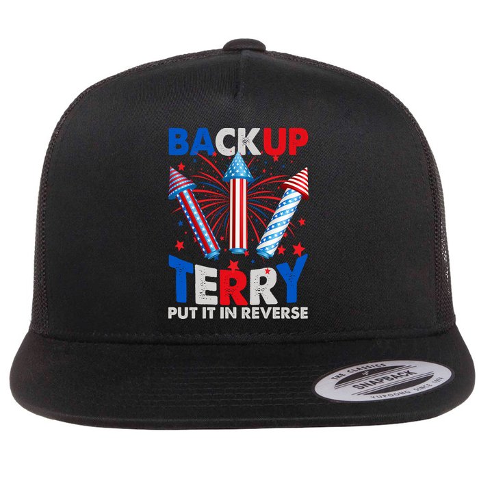 Fouth 4th Of July Back Up Terry Put It In Reverse Flat Bill Trucker Hat