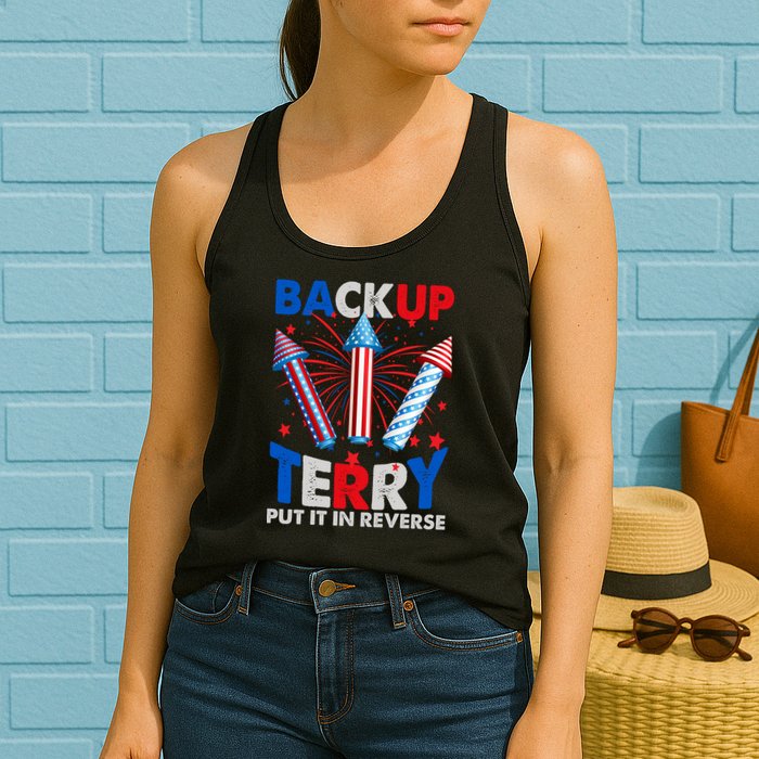Fouth 4th Of July Back Up Terry Put It In Reverse Womens Tank Top