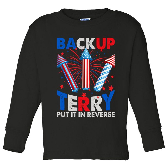 Fouth 4th Of July Back Up Terry Put It In Reverse Toddler Long Sleeve Shirt
