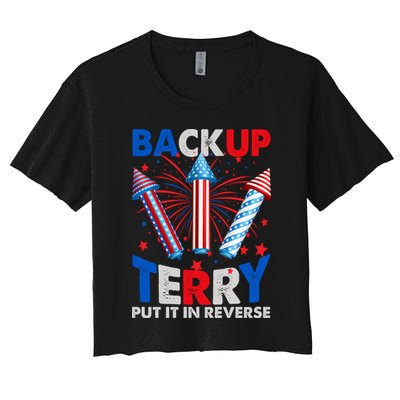 Fouth 4th Of July Back Up Terry Put It In Reverse Crop Top