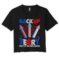 Fouth 4th Of July Back Up Terry Put It In Reverse Crop Top