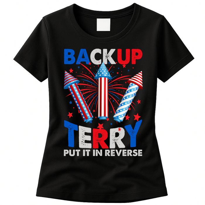Fouth 4th Of July Back Up Terry Put It In Reverse Womens T-Shirt