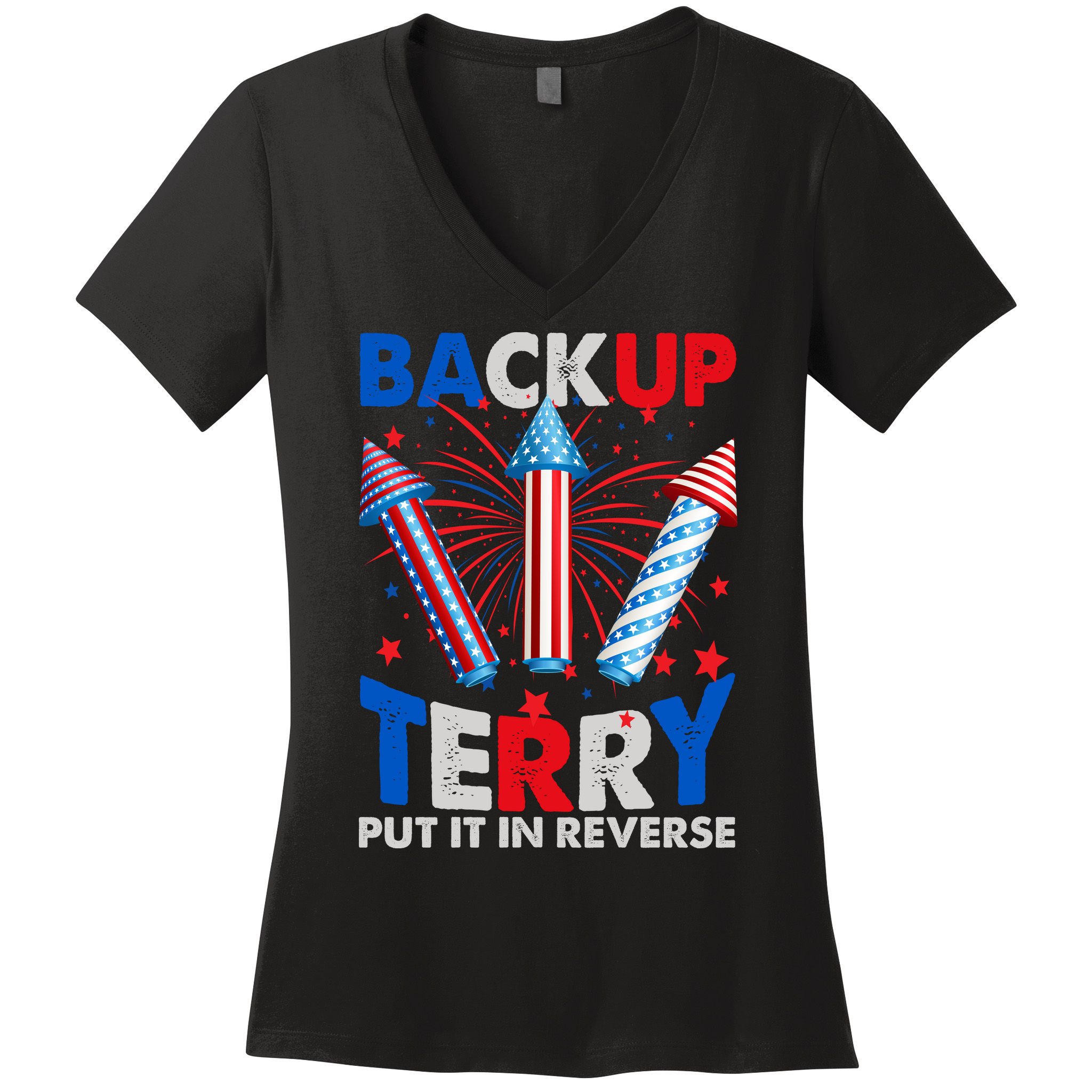 Fouth 4th Of July Back Up Terry Put It In Reverse Women's V-Neck T-Shirt