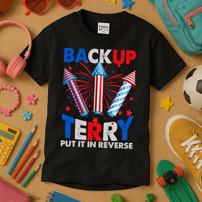 Fouth 4th Of July Back Up Terry Put It In Reverse Kids T-Shirt