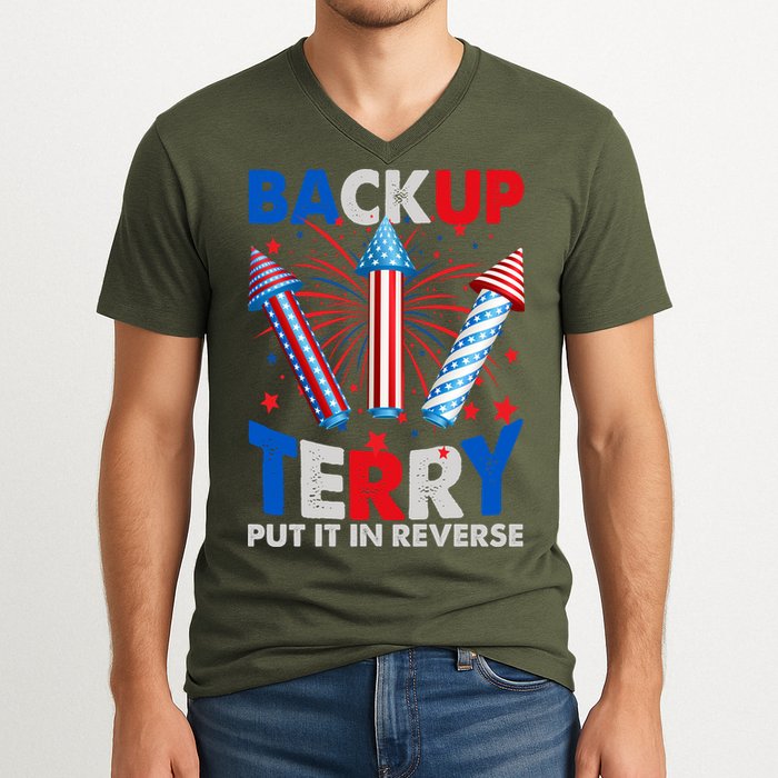 Fouth 4th Of July Back Up Terry Put It In Reverse V-Neck T-Shirt
