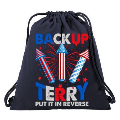 Fouth 4th Of July Back Up Terry Put It In Reverse Drawstring Bag