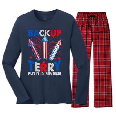 Fouth 4th Of July Back Up Terry Put It In Reverse Women's Long Sleeve Flannel Pajama Set 