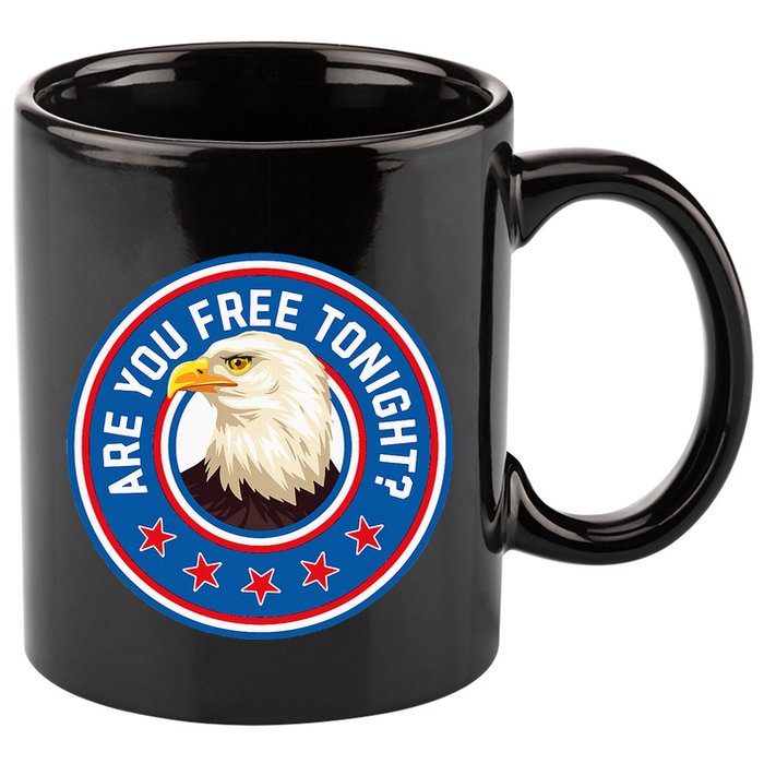 Funny 4th Of July Bald Eagle Are You Free Tonight Usa 11oz C Handle Ceramic Mug