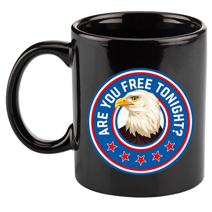 Funny 4th Of July Bald Eagle Are You Free Tonight Usa 11oz C Handle Ceramic Mug