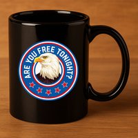 Funny 4th Of July Bald Eagle Are You Free Tonight Usa 11oz C Handle Ceramic Mug