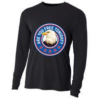 Funny 4th Of July Bald Eagle Are You Free Tonight Usa Cooling Performance Long Sleeve Crew
