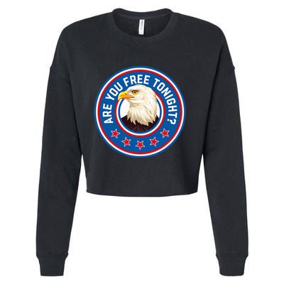 Funny 4th Of July Bald Eagle Are You Free Tonight Usa Cropped Pullover Crew