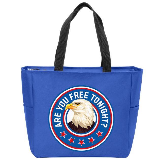 Funny 4th Of July Bald Eagle Are You Free Tonight Usa Zip Tote Bag