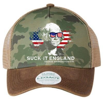 Funny 4th Of July George Washington 1776 Suck It England Legacy Tie Dye Trucker Hat