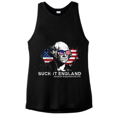 Funny 4th Of July George Washington 1776 Suck It England Ladies PosiCharge Tri-Blend Wicking Tank