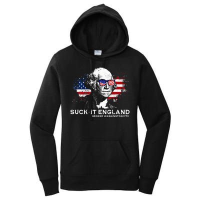 Funny 4th Of July George Washington 1776 Suck It England Women's Pullover Hoodie
