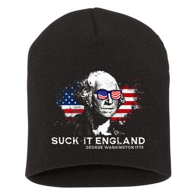 Funny 4th Of July George Washington 1776 Suck It England Short Acrylic Beanie