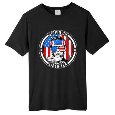 Funny 4th Of July Sippin On Libertea Liberty Usa Flag Tall Fusion ChromaSoft Performance T-Shirt