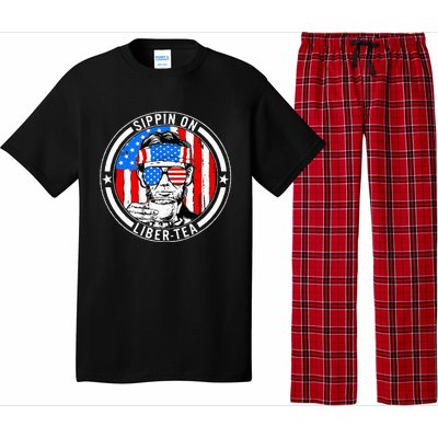 Funny 4th Of July Sippin On Libertea Liberty Usa Flag Pajama Set