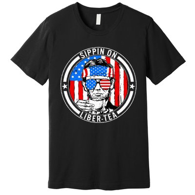 Funny 4th Of July Sippin On Libertea Liberty Usa Flag Premium T-Shirt